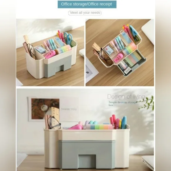 2 Cosmetic/Makeup Storage Organizers with Drawer - Pink